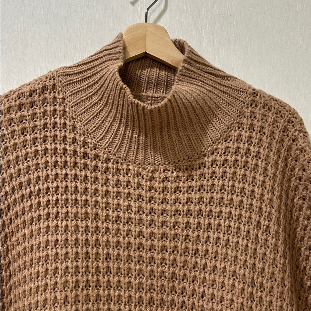 UNBRANDED WOMENS MOCK NECK BATWING BROWN KNIT PULLOVER SWEATER Sz MD - Picture 3 of 8